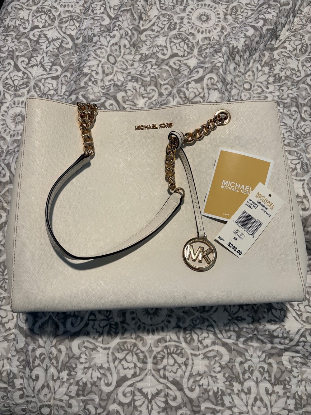 Michael Kors Cream Saffiano Chain-Handle Tote